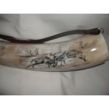 Szarvashívó bőgőkürt verekedő bikákkal, 45 cm
